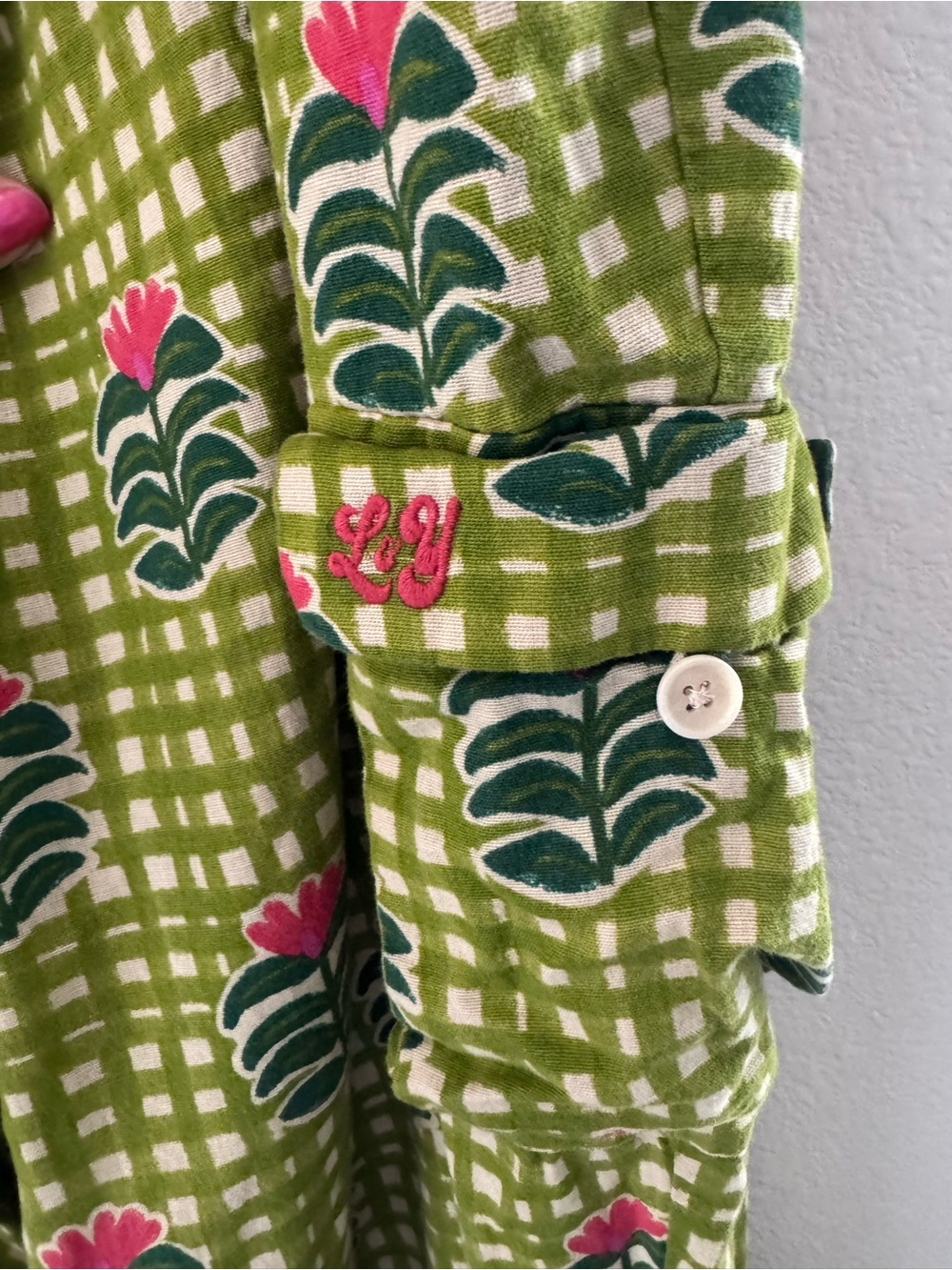 Lucy & Yak Rumi Blooming Green Checkerboard Pants Size 24 Cottagecore Boho Plus - Picture 3 of 4
